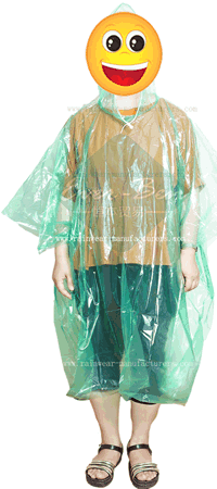 Transparent Green cheap travel rain poncho manufacturer